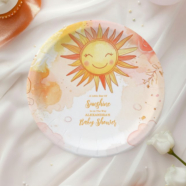 Prato De Papel Sexo Neutro Boho Sun (Criador carregado)