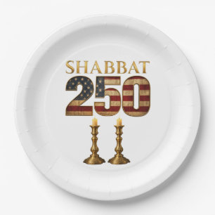 Prato De Papel Shabbat 250 Vela Patrimônio Judaico Americano