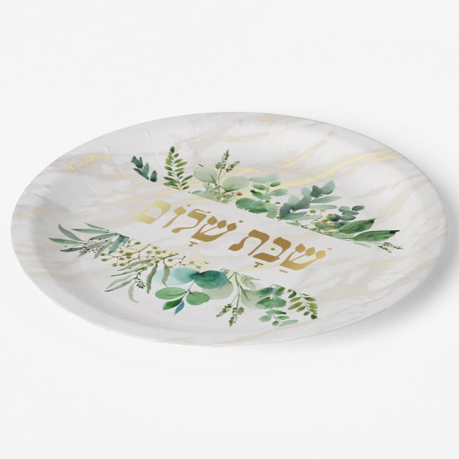 Prato De Papel shabbat shalom Paper Plate (Inclinado)