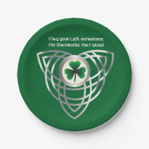 Prato De Papel Shamrock e nó celta