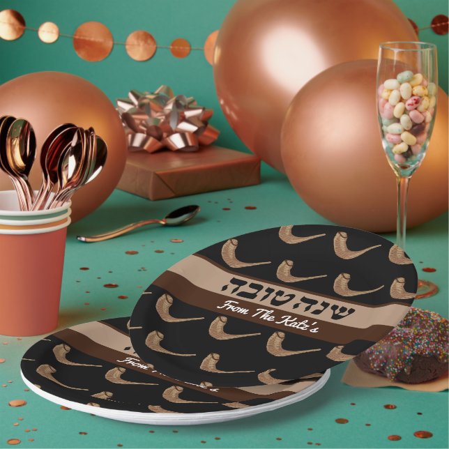 Prato De Papel Shanah Tova Shofer Personalizado (Múltiplo)