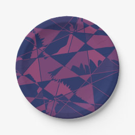 Prato De Papel Shattered Blue Red 