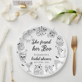 Prato De Papel She Found Her Boo Ghost Floral Bridal Shower