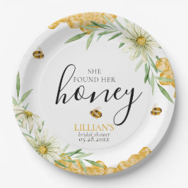 Prato De Papel She Found Her Honey Daisy Floral Bee Bridal Shower
