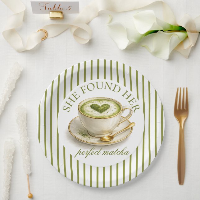 Prato De Papel She Found Her Perfect Matcha Bridal Shower  (Casamento)