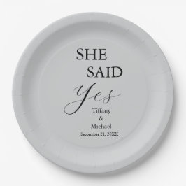 Prato De Papel She Said Yes Bridal Shower Grey