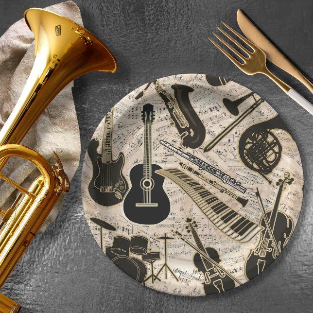 Prato De Papel Sheet Music and Instruments Black/Dourado ID481 (Criador carregado)