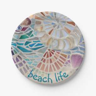 Prato De Papel Shell da Vida na Praia 