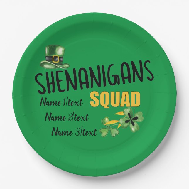 Prato De Papel Shenanigans Squad, Green St. Patrick's Day Party (Frente)