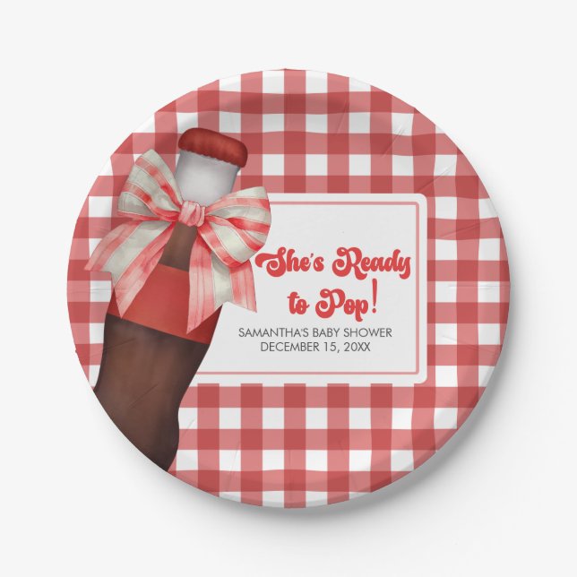 Prato De Papel She's Ready to Pop Baby Shower  (Frente)