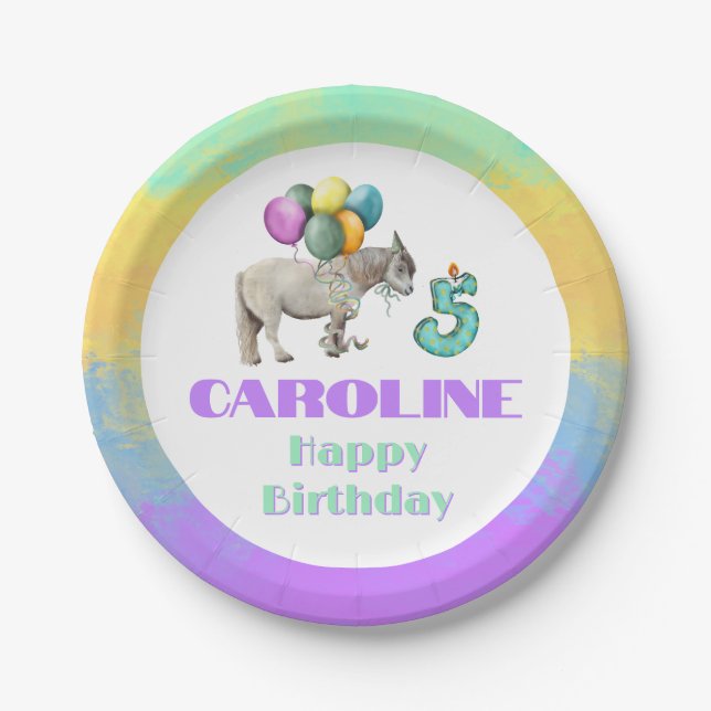 Prato De Papel Shetland Horse Birthday Party Balloons (Frente)