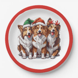 Prato De Papel Shetland Sheepdog do Natal