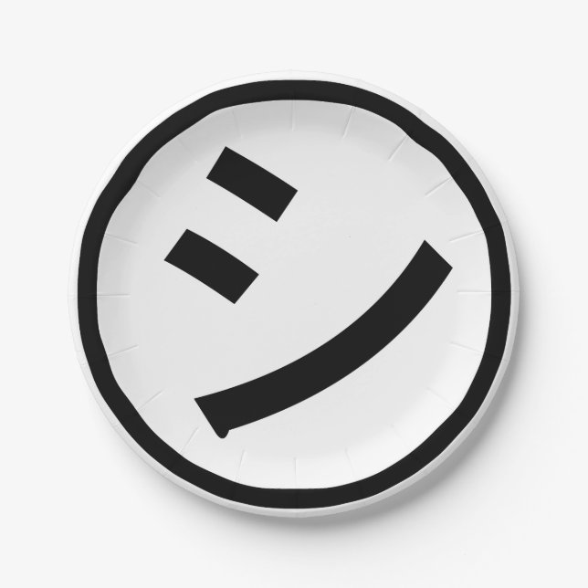 Prato De Papel ㋛ Shi Kana Katakana sorrindo Emoji / Emoticon (Frente)
