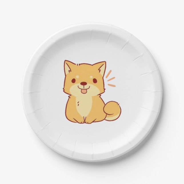 Prato De Papel Shiba, cão Kawaii (Frente)