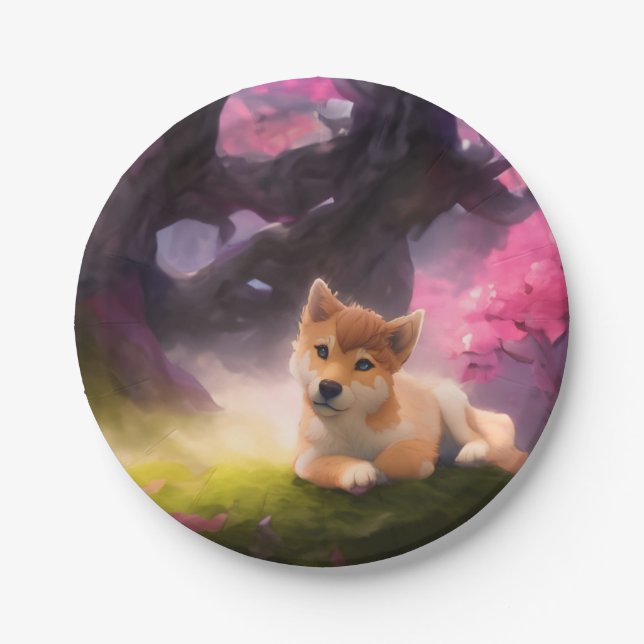 Prato De Papel Shiba Inu Fantasy Anime (Frente)