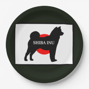 Prato De Papel shiba inu name silhouette na bandeira