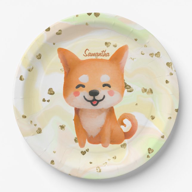 Prato De Papel Shiba Inu, Um Sorriso Bonito (Frente)