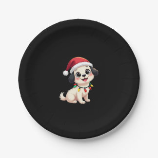 Prato De Papel Shih Tzu Santa Christmas Tree Lights Xmas Dog Love
