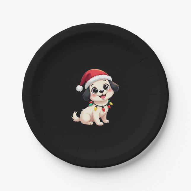 Prato De Papel Shih Tzu Santa Christmas Tree Lights Xmas Dog Love (Frente)