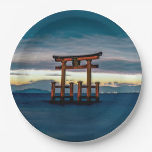 Prato De Papel Shinto Shrine-Torii-Japonês Gate