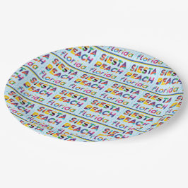 Prato De Papel Siesta Beach, Flórida. Papel de Padrão de Texto Co