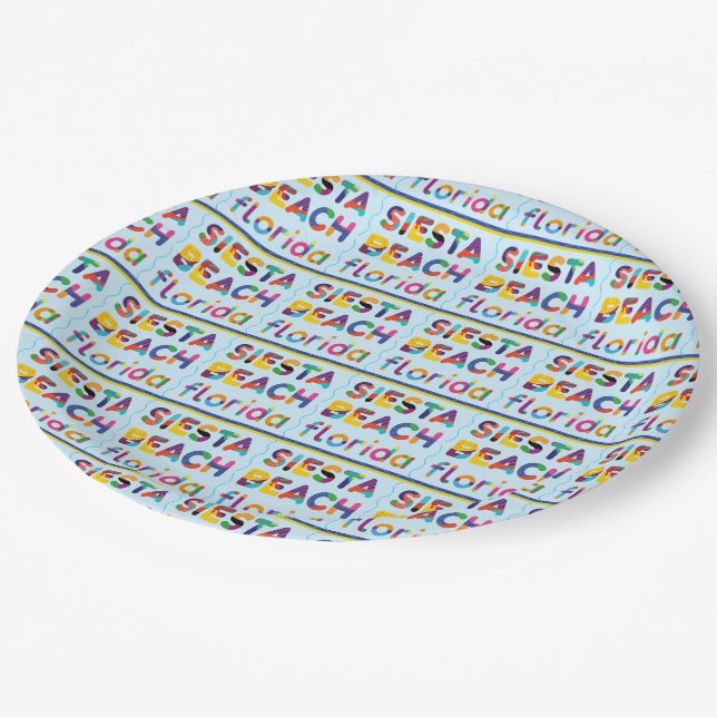 Prato De Papel Siesta Beach, Flórida. Papel de Padrão de Texto Co (Inclinado)