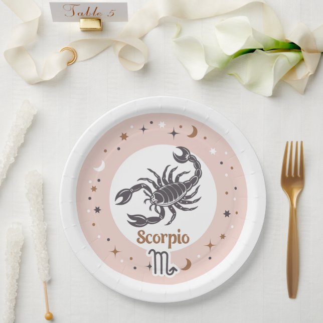 Prato De Papel Signo Zodíaco Escorpião (Casamento)