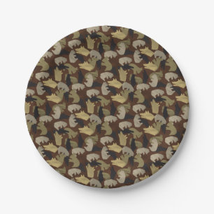 Prato De Papel Silhouette Animal Camouflage Brown