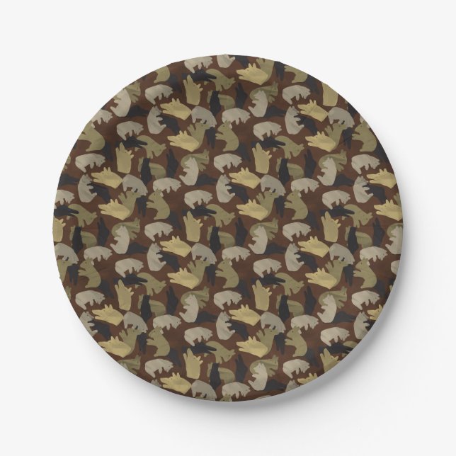 Prato De Papel Silhouette Animal Camouflage Brown (Frente)