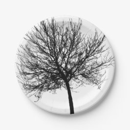 Prato De Papel Silhouette de Árvore