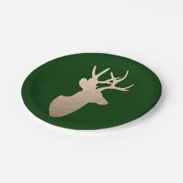 Prato De Papel Silhouette Deer Green e Ouro