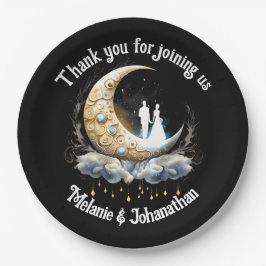 Prato De Papel Silhueta de noz estrelada da lua celestial