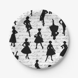 Prato De Papel silhueta vintage dos anos 1950 com meio século bra