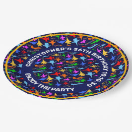 Prato De Papel Silhuetas De Aeronaves Militares Padrão A Escuro