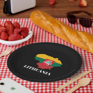 Prato De Papel Silhuette e bandeira da Lituânia