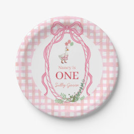 Prato De Papel Silly Goose First Birthday Pink 