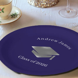 Prato De Papel Silver Graduation Cap -Class of 2026
