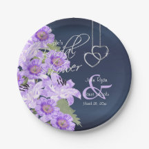 Silver Hearts on Lavanda & Marinho Satin