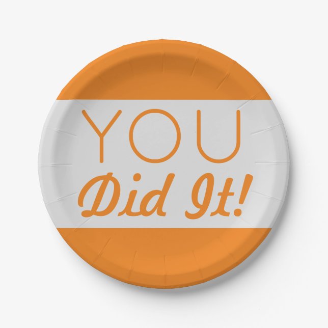 Prato De Papel Silver & Orange Você Fez A Graduação (Frente)