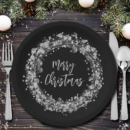 Prato De Papel Silver Stars Feliz Natal