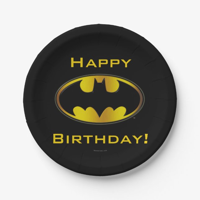Prato De Papel Símbolo Batman | Logotipo de gradiente oval (Frente)