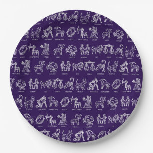 Prato De Papel Símbolo bodiaco Placa de Papel (Roxo)