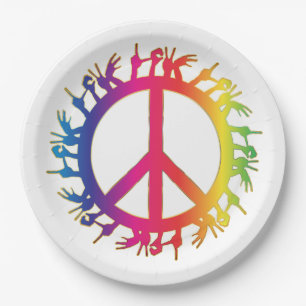 Prato De Papel Símbolo de Paz Hippie Sinal Plates