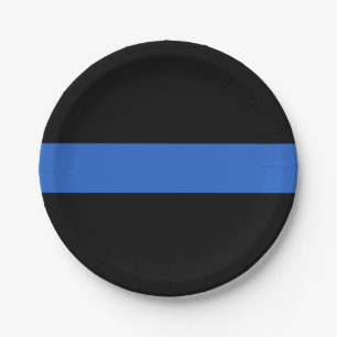 Prato De Papel Símbolo de solidariedade policial de bandeira azu