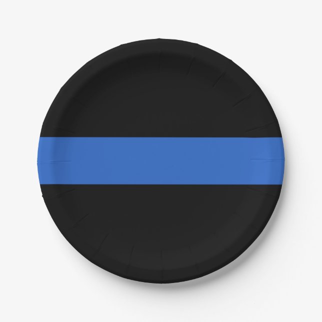 Prato De Papel Símbolo de solidariedade policial de bandeira azul (Frente)
