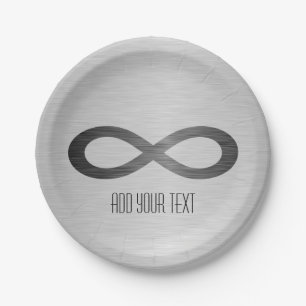 Prato De Papel Símbolo infinito na textura falsa de metal por STa