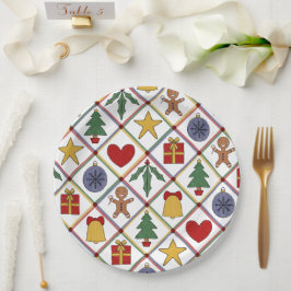 Prato De Papel Símbolo Natal Festivo Partido Verde Vermelho