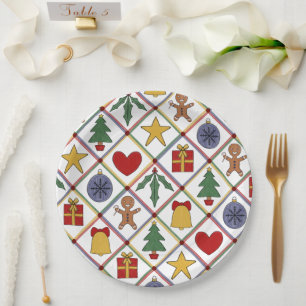 Prato De Papel Símbolo Natal Festivo Partido Verde Vermelho