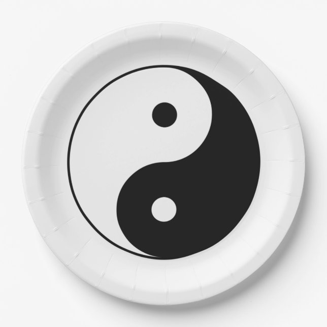 Prato De Papel Símbolo Yin e Yang (Taoist Taijitu Chinês) (Frente)