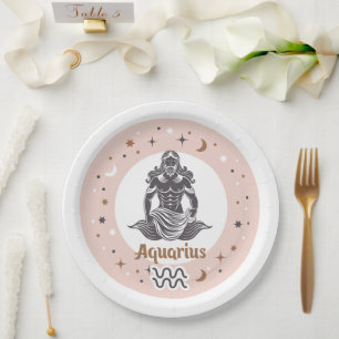 Prato De Papel Símbolo Zodiac Aquarius